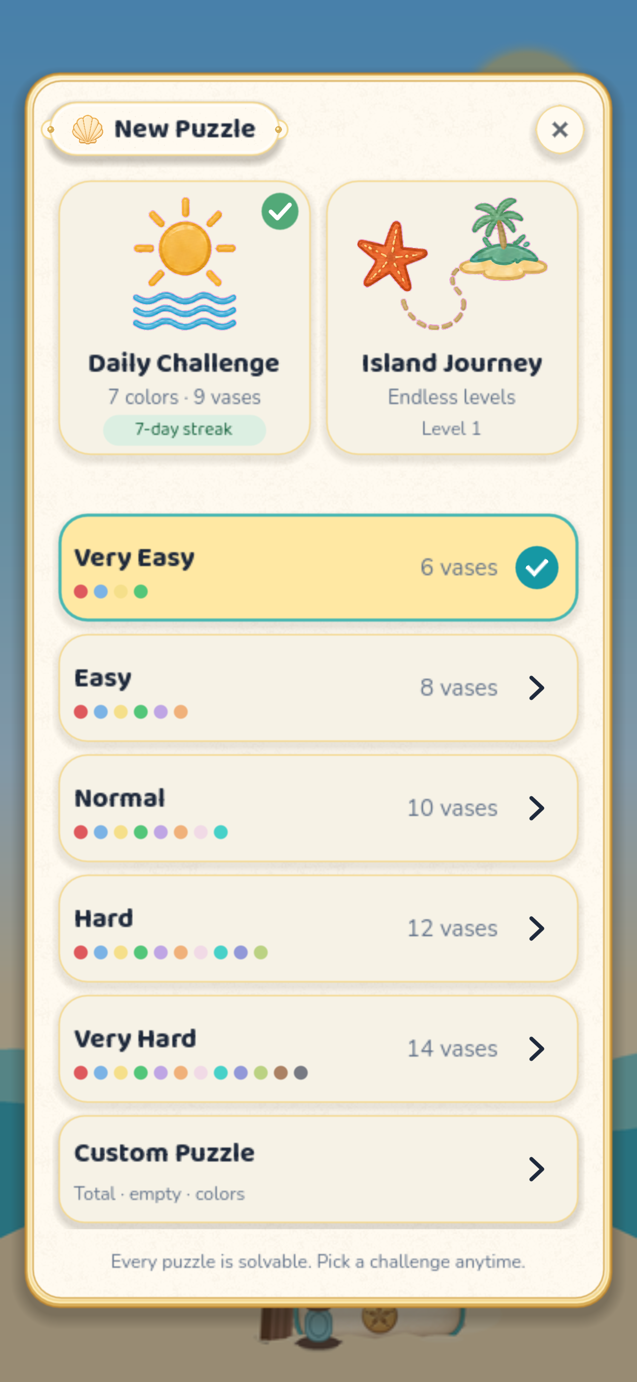 Beach Sands Daily Challenge screen
