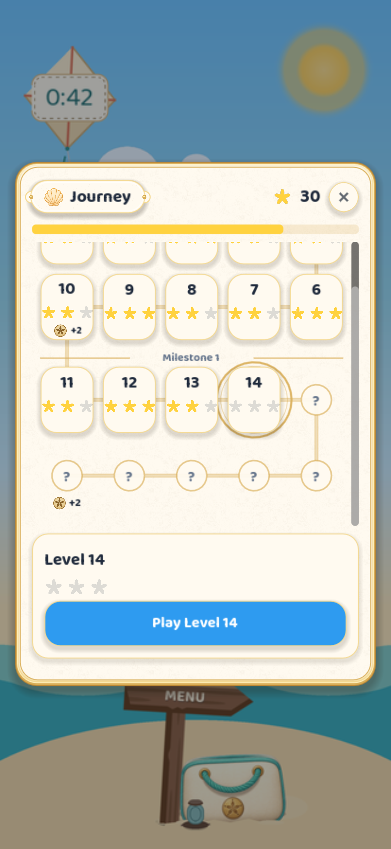 Beach Sands island journey screen